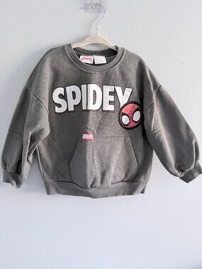 Zara Spiderman "Spidey" Marvel Sweatshirt in Dark Gray VGUC 5